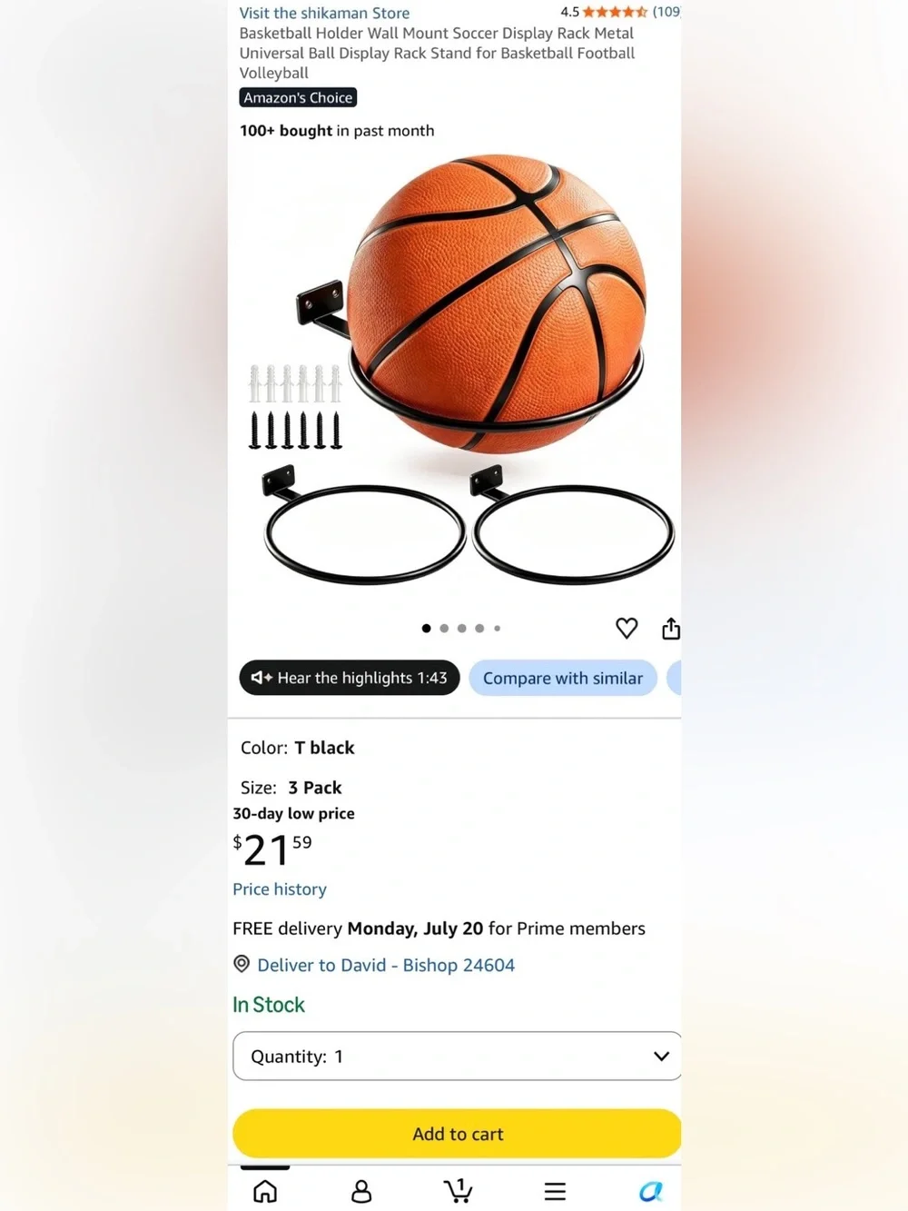 3 PACK — METAL WALL MOUNTING SPORTS-BALL DISPLAY STANDS